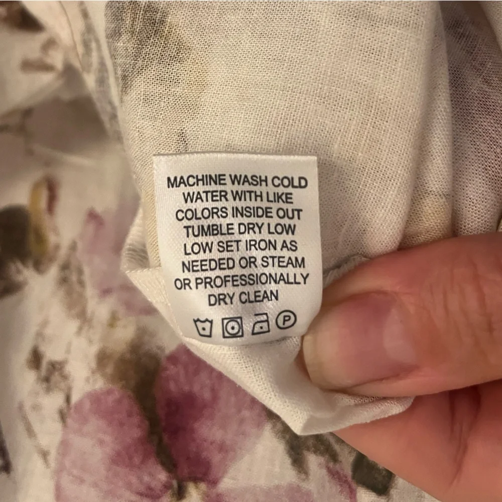 NWOT Hester & Orchard Floral 3/4 Sleeve Linen Blend Button Front Top | Size M - Picture 5 of 6